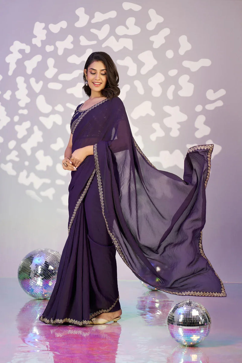 Ready To Wear Moss Embroidered Lace Border With Embroidered Work Blouse Piece - EZBER