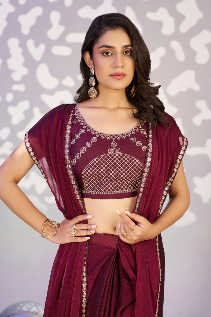 Ready To Wear Moss Embroidered Lace Border With Embroidered Work Blouse Piece - EZBER