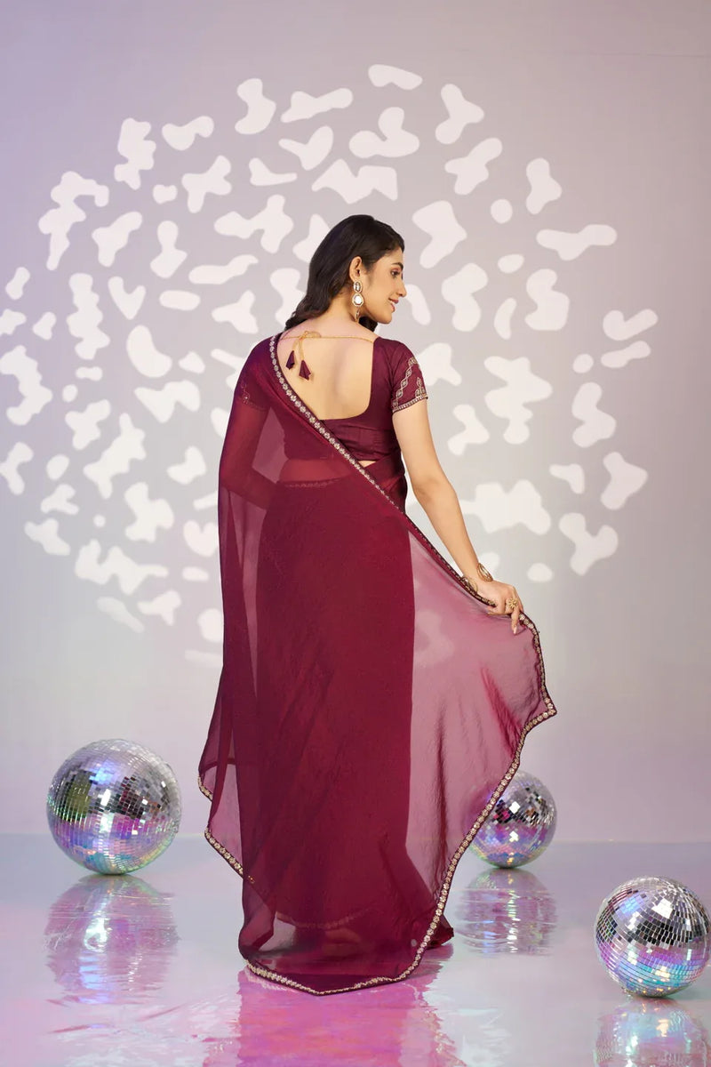 Ready To Wear Moss Embroidered Lace Border With Embroidered Work Blouse Piece - EZBER