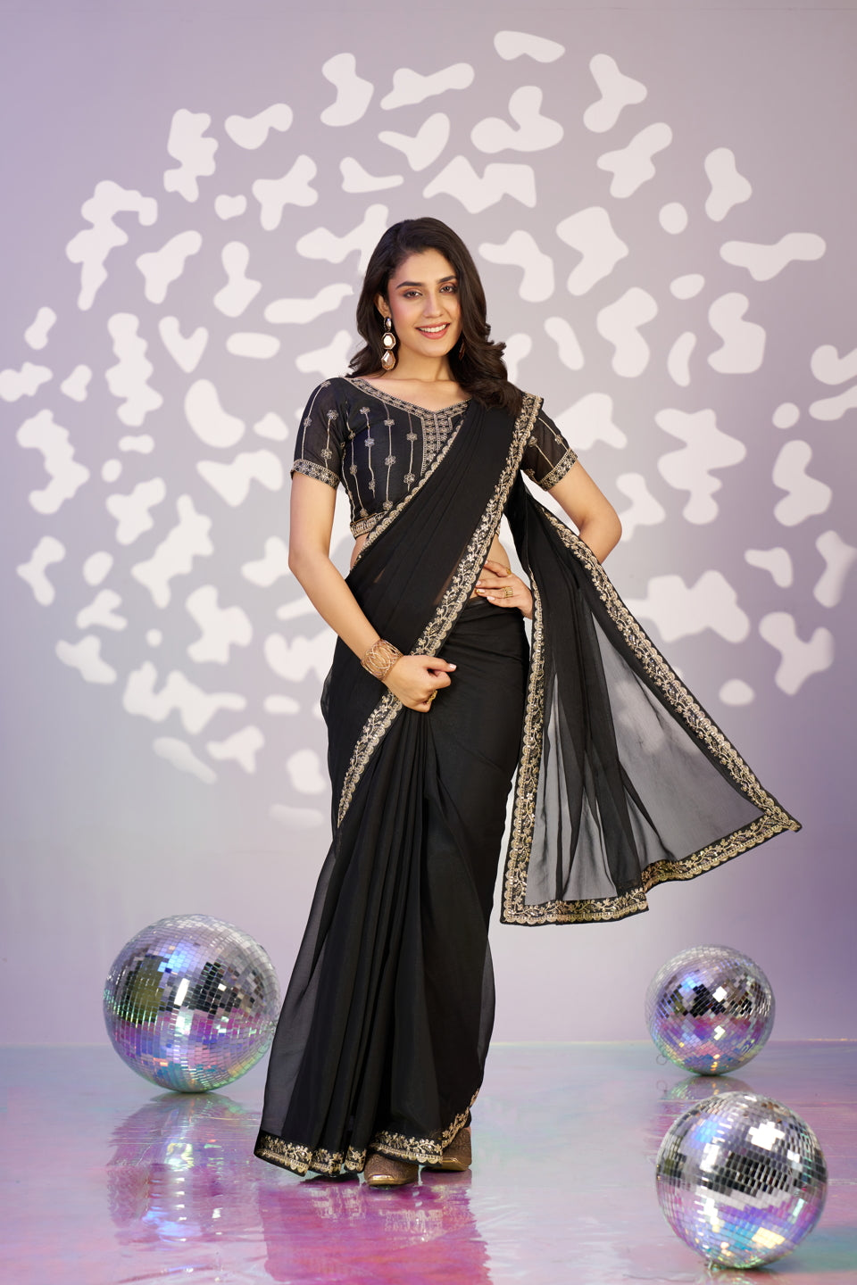 Ready To Wear Shimmer Embroidered Lace Border With Embroidered Sequins Blouse Piece