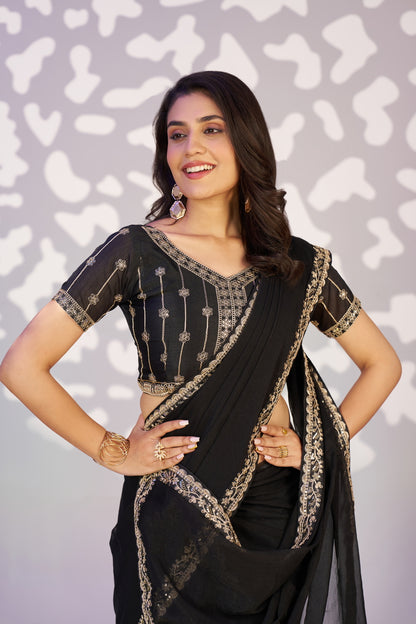 Ready To Wear Shimmer Embroidered Lace Border With Embroidered Sequins Blouse Piece