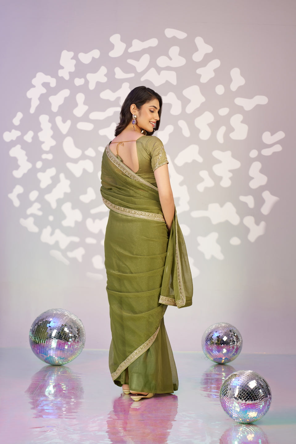 Ready To Wear Shimmer Embroidered Lace Border With Embroidered Sequins Blouse Piece