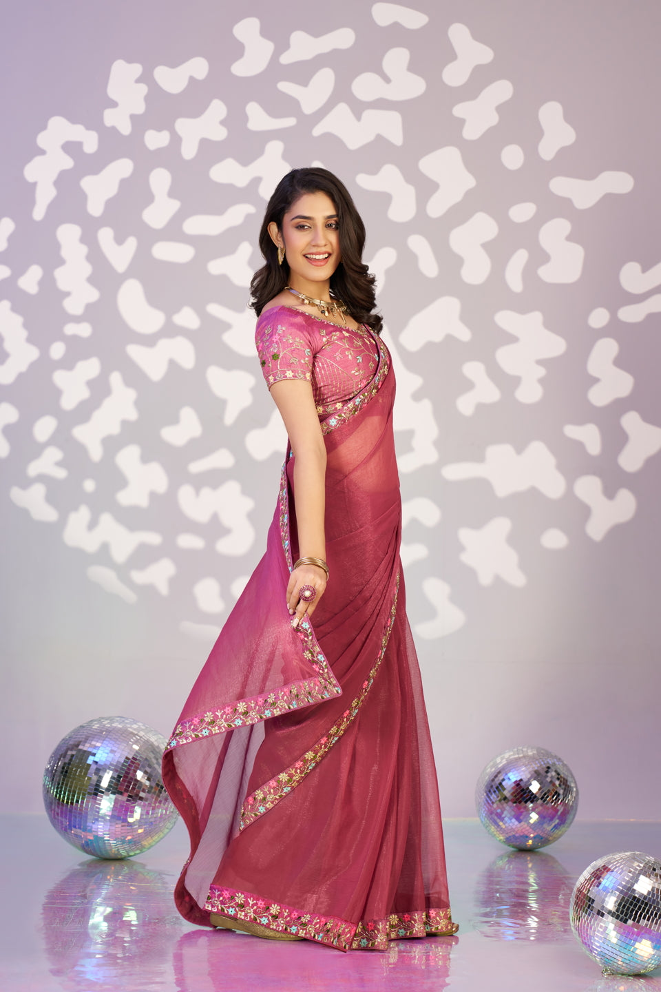 Ready To Wear Shimmer Embroidered Lace Border With Embroidered Sequins Blouse Piece