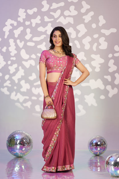 Ready To Wear Shimmer Embroidered Lace Border With Embroidered Sequins Blouse Piece