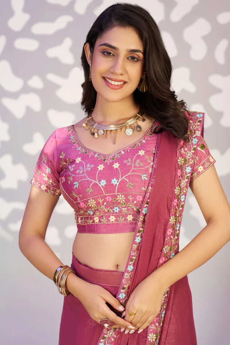 Ready To Wear Shimmer Embroidered Lace Border With Embroidered Sequins Blouse Piece - EZBER