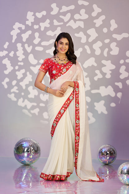 Ready To Wear Shimmer Embroidered Lace Border With Embroidered Sequins Blouse Piece