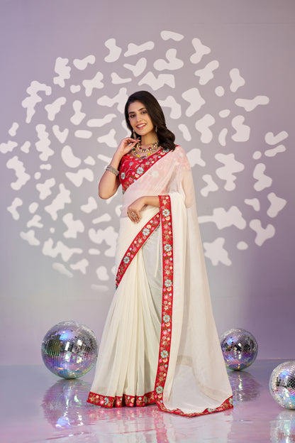 Ready To Wear Shimmer Embroidered Lace Border With Embroidered Sequins Blouse Piece