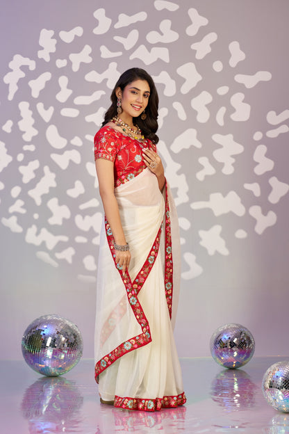 Ready To Wear Shimmer Embroidered Lace Border With Embroidered Sequins Blouse Piece