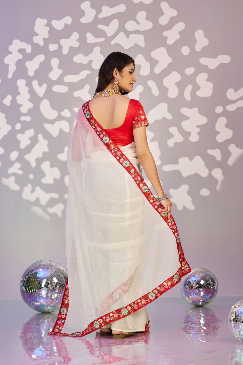 Ready To Wear Shimmer Embroidered Lace Border With Embroidered Sequins Blouse Piece