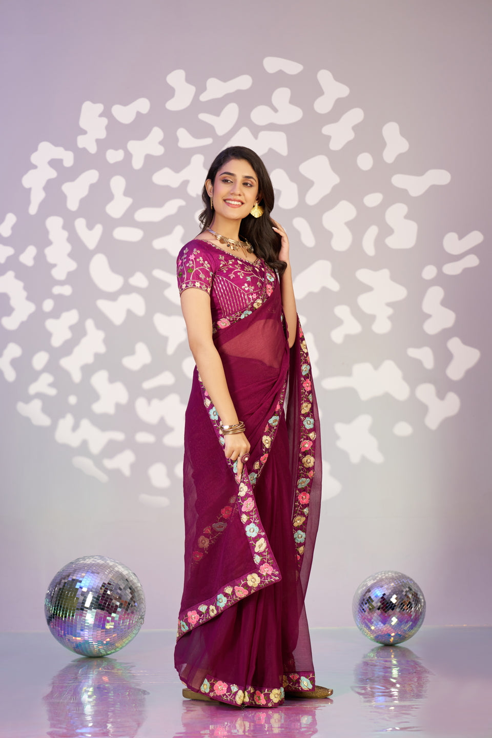 Ready To Wear Shimmer Embroidered Lace Border With Embroidered Sequins Blouse Piece