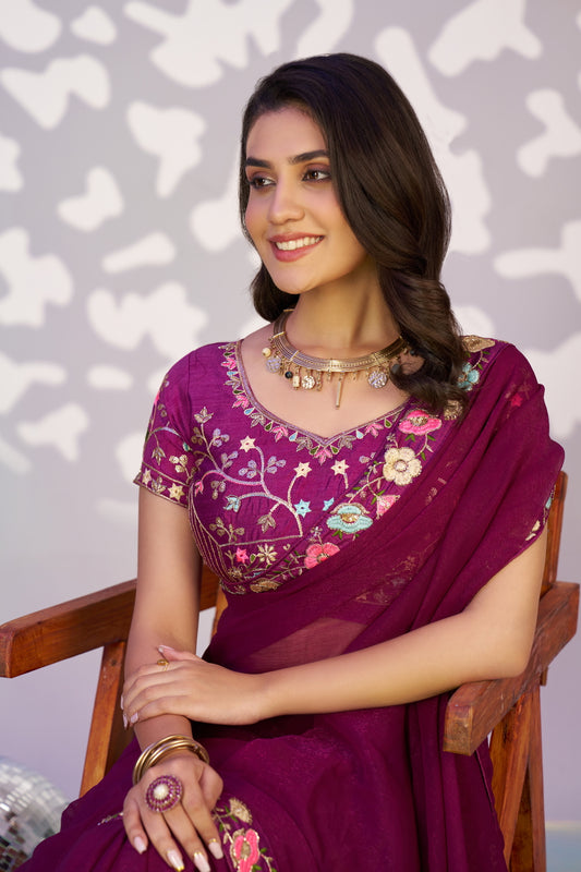 Ready To Wear Shimmer Embroidered Lace Border With Embroidered Sequins Blouse Piece