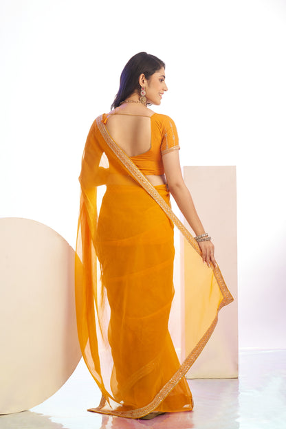 Ready To Wear Shimmer Embroidered Lace Border With Embroidered Sequins Blouse Piece