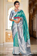 Ocean Green Banarasi Saree - EZBER