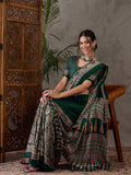 Green Semi Modal Saree With Blouse Piece - EZBER