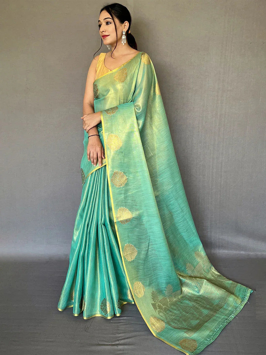 Sky Blue Silk Festive Wear Saree With Blouse Piece - EZBER