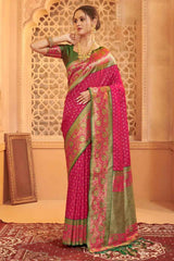 Magenta Silk Brocade Saree | EZB SI04 BWAFR5015