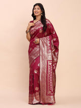 Magenta Banarasi Silk Brocade Saree | EZB SI04 ASBNR 1001