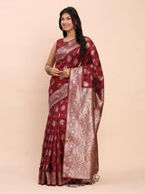 Maroon Banarasi Silk Brocade Saree | EZB SI04 ASBNR 1003