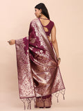 Purple Banarasi silk Saree with Blouse Piece | EZBER