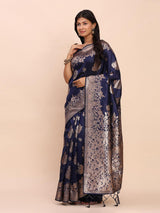 Sky Blue Banarasi Silk Brocade Saree | EZB SI04 ASBNR 1006