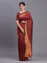 Maroon Silk Brocade Saree | EZB SI04 ASBNR2002
