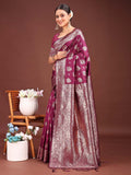 Banarasi Silk Purple Brocade Saree With Blouse Piece