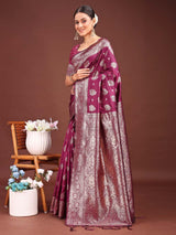Purple Banarasi Silk Brocade Saree | EZB SI04 ASBNS1006