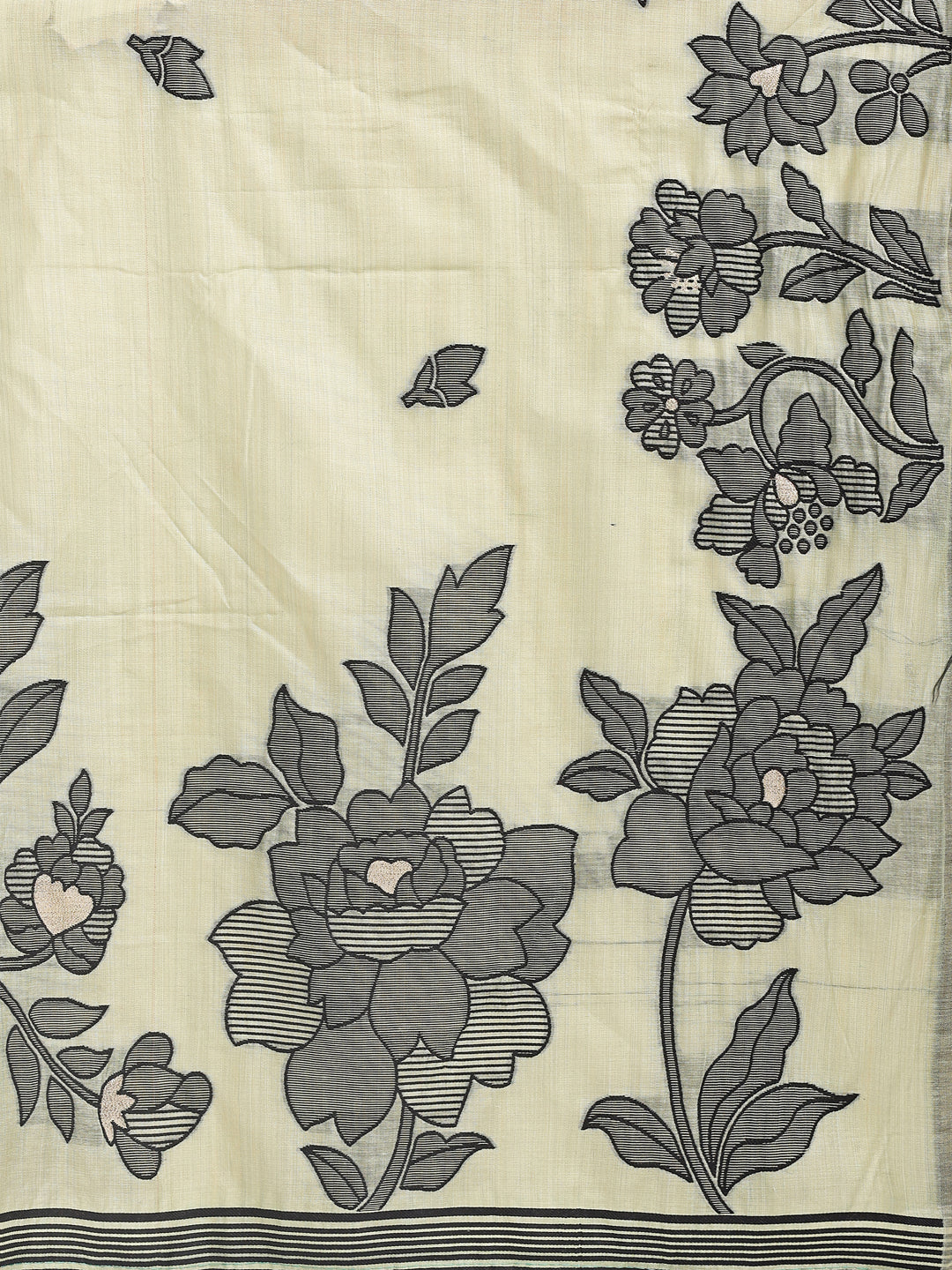 Linen Cotton Light Green Brocade Saree With Blouse Piece