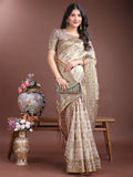Pink Linen Cotton Saree With Blouse Piece - EZBER