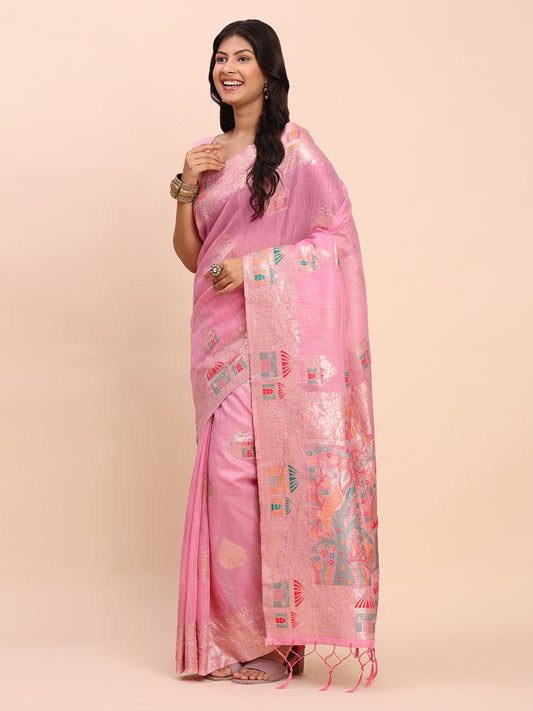 linen-cotton-pink-brocade-saree-ezb-si04-aslis1002