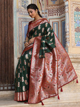 Green Silk Brocade Saree | EZB SI04 ASMRI 2001