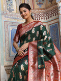 Green Silk Saree with Blouse Piece | EZBER