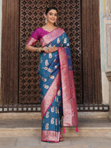 Sky Blue Silk Brocade Saree | EZB SI04 ASMRI 2002