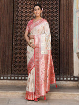 White Silk Brocade Saree | EZB SI04 ASMRI 2004
