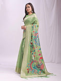 Beige Linen Cotton Brocade Saree | EZB SI04 SWKRG1004
