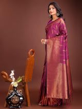 Purple Banarasi Silk Brocade Saree | EZB SI04 ASPAL2002