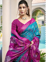 Sky Blue Silk Brocade Saree | EZB SI04 ASPOC1002