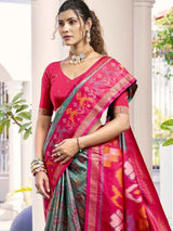 Grey Silk Brocade Saree | EZB SI04 ASPOC1005