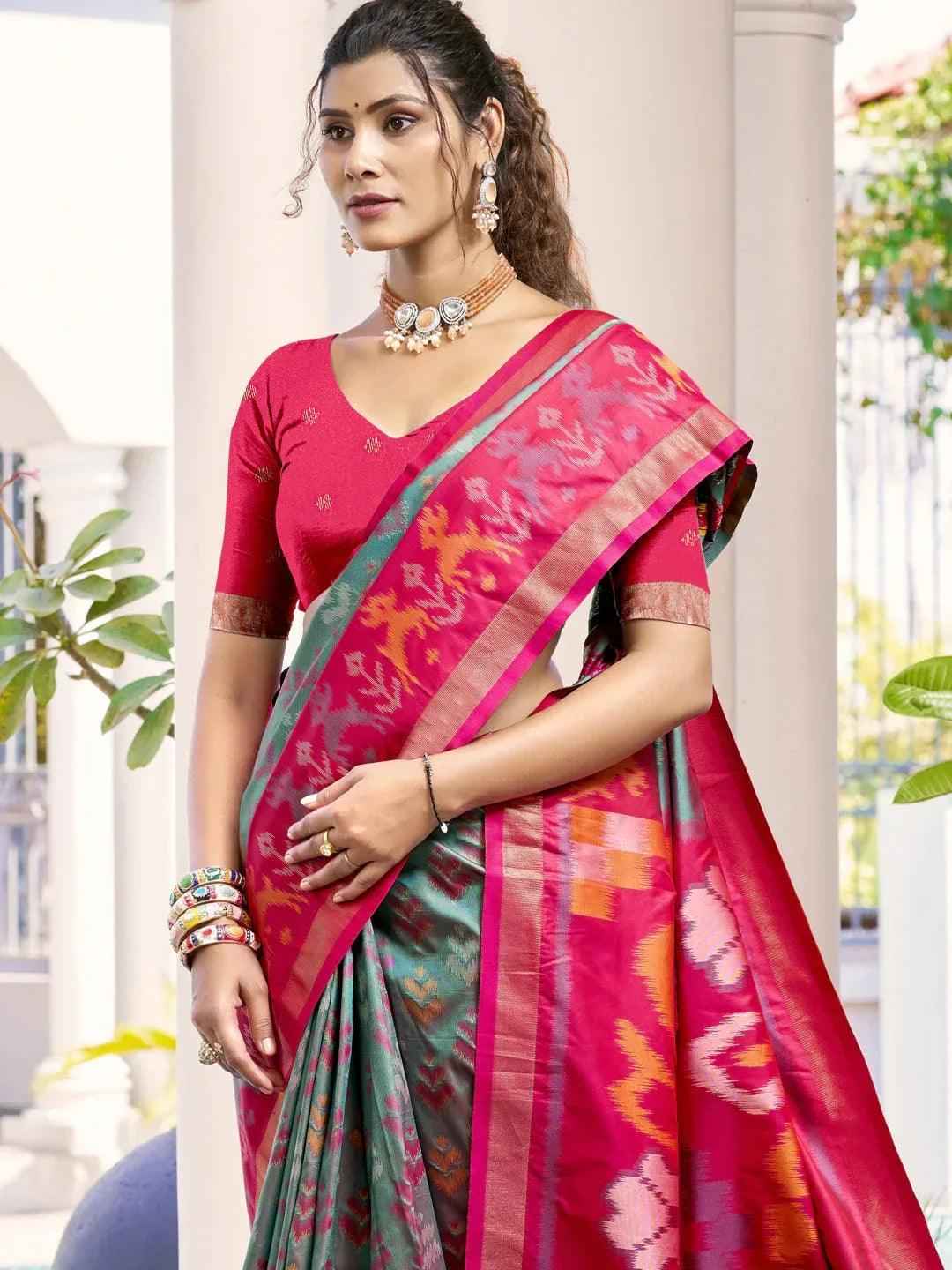 Grey Silk Brocade Saree | EZB SI04 ASPOC1005