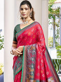 Red Silk Brocade Saree | EZB SI04 ASPOC1008