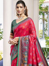 Red Silk Brocade Saree | EZB SI04 ASPOC1008