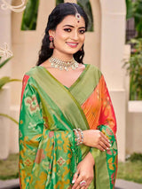 Orange Silk Brocade Saree | EZB SI04 ASPOC2001
