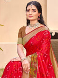 Red Silk Brocade Saree | EZB SI04 ASPOC2004