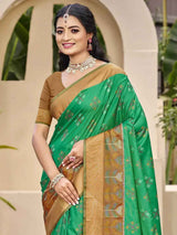 Brown Silk Brocade Saree | EZB SI04 ASPOC2008