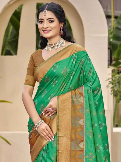 Brown Silk Brocade Saree | EZB SI04 ASPOC2008