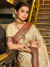 Maroon Banarasi Silk Brocade Saree | EZB SI04 ASRAJ1001
