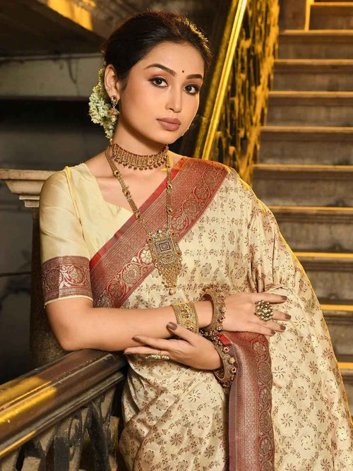 Maroon Banarasi Silk Brocade Saree | EZB SI04 ASRAJ1001