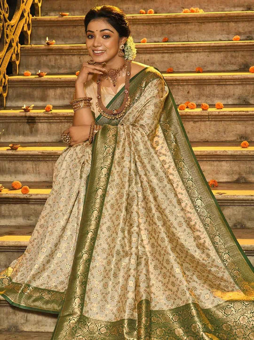 Dark Green Banarasi Silk Brocade Saree | EZB SI04 ASRAJ1006