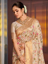 White Banarasi Silk Brocade Saree | EZB SI04 ASSWA1003