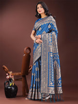 Sky Blue Silk Brocade Saree | EZB SI04 ASTAN1001